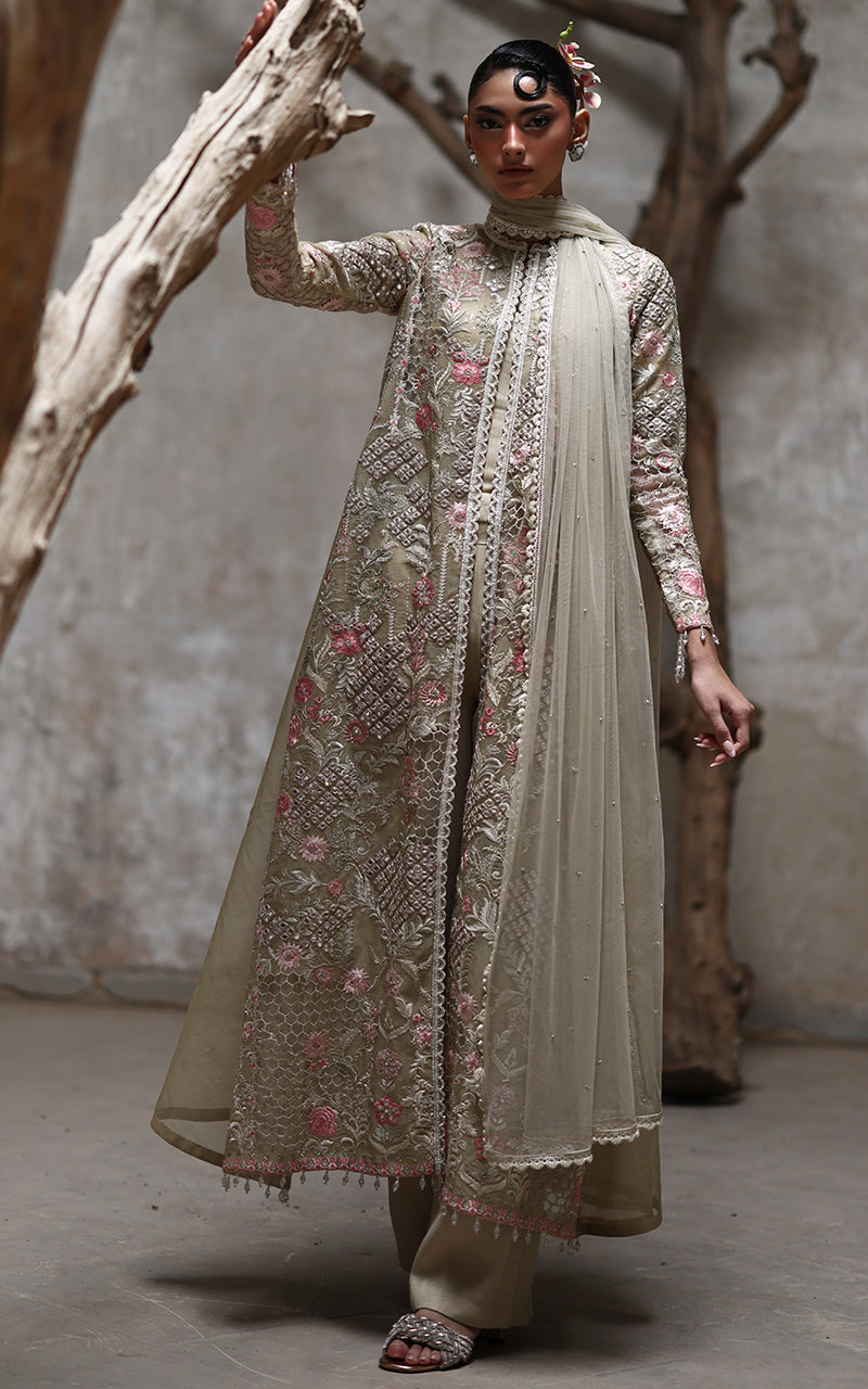Threads and Motifs | Formal Dresses 25 | Organza Embroidered Jacket - by Libasekhas UK - Registered Vendor of : Threads and Motifs - 100% Original Designer Dress