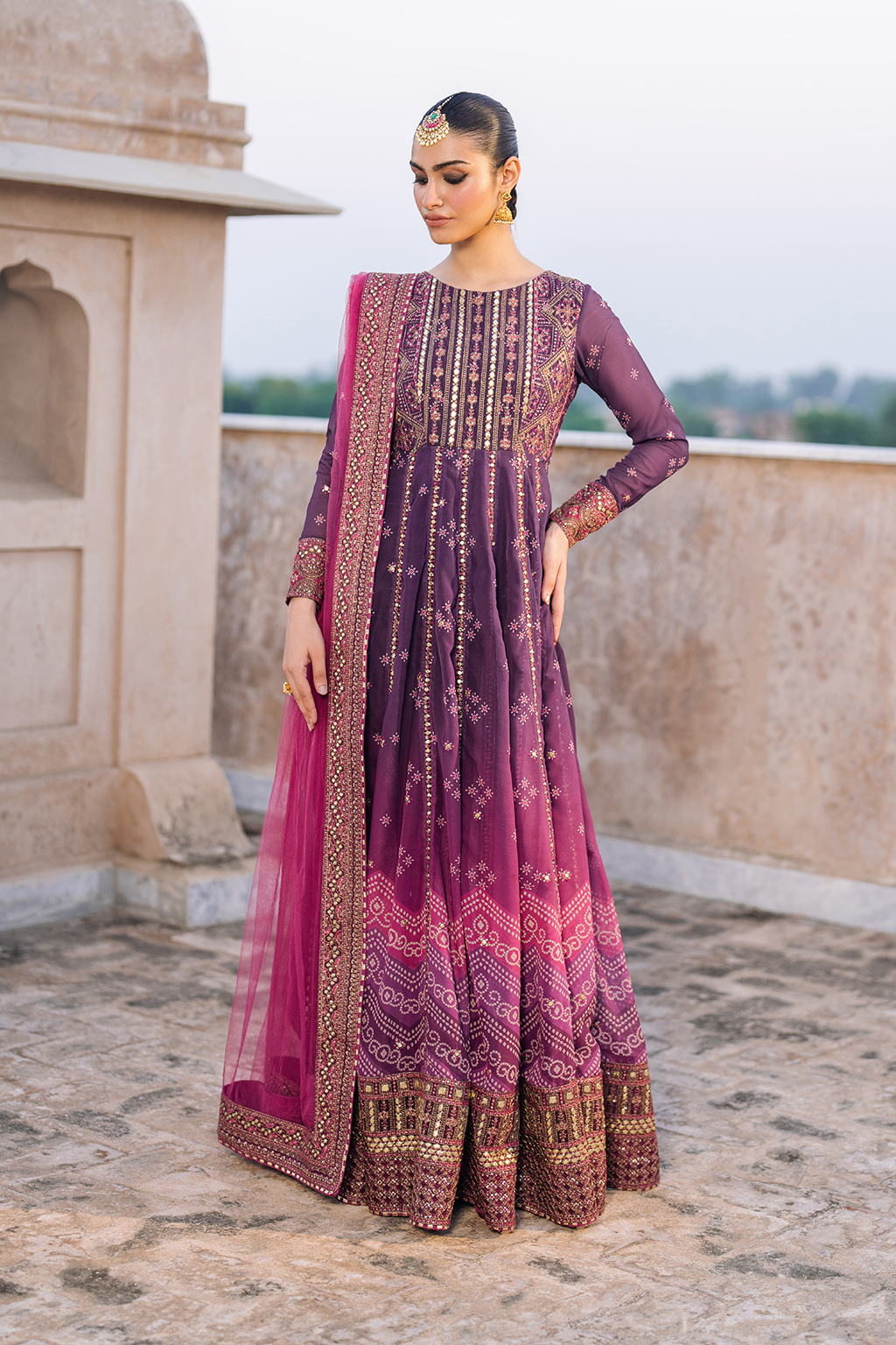 Iznik | Bandhani Formals | UE-333 - by - Libasekhas UK - Registered Vendor of : Iznik - 100% Original Designer Dresss
