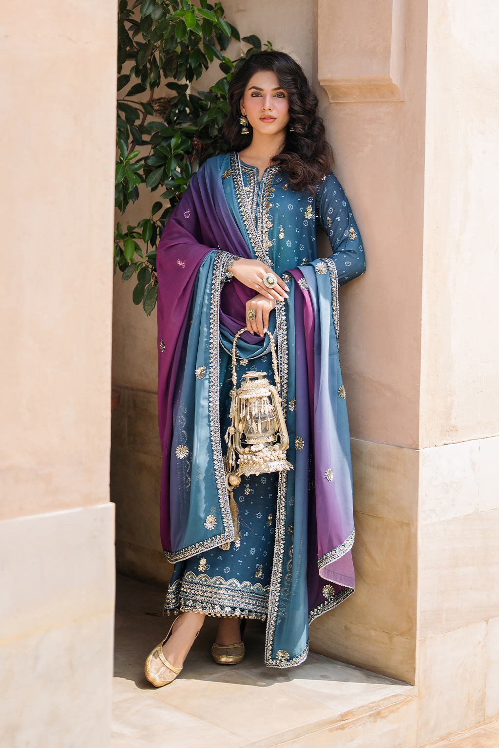Iznik | Bandhani Formals | UE-335 - by - Libasekhas UK - Registered Vendor of : Iznik - 100% Original Designer Dresss