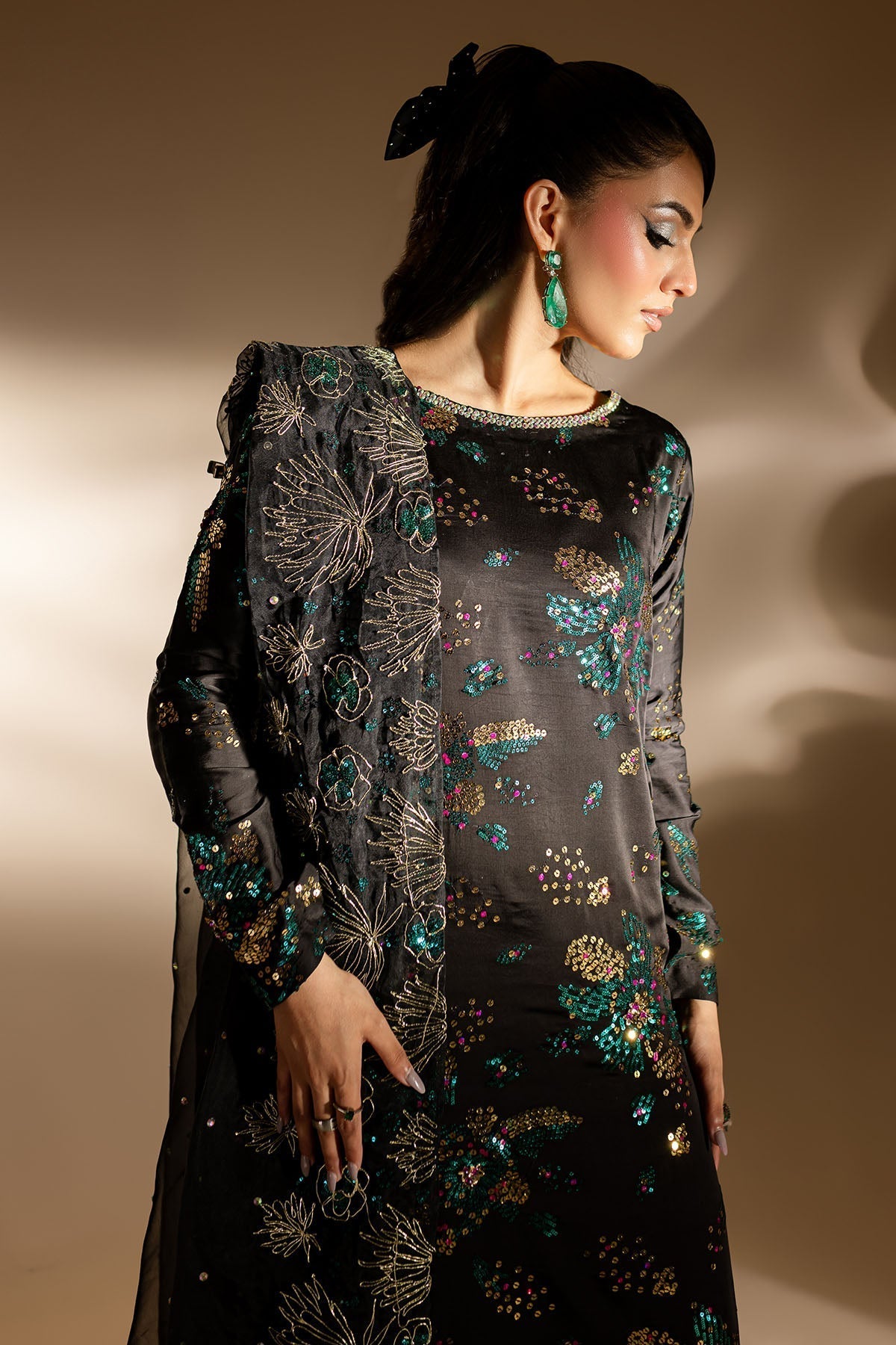 Nureh | Tiny Twinkles | TW-02 GOLDEN STARDUST - by - Libasekhas UK - Registered Vendor of : Nureh - 100% Original Designer Dresss