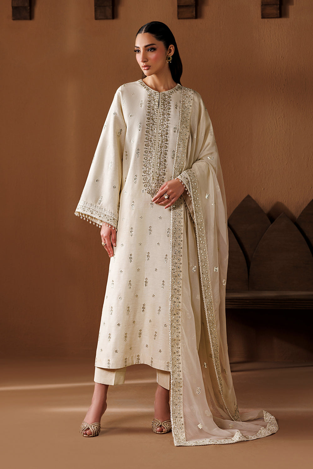 Baroque | Formals Collection | EMBROIDERED RAW SILK UF-4434 - by Libasekhas UK - Registered Vendor of : Baroque - 100% Original Designer Dress