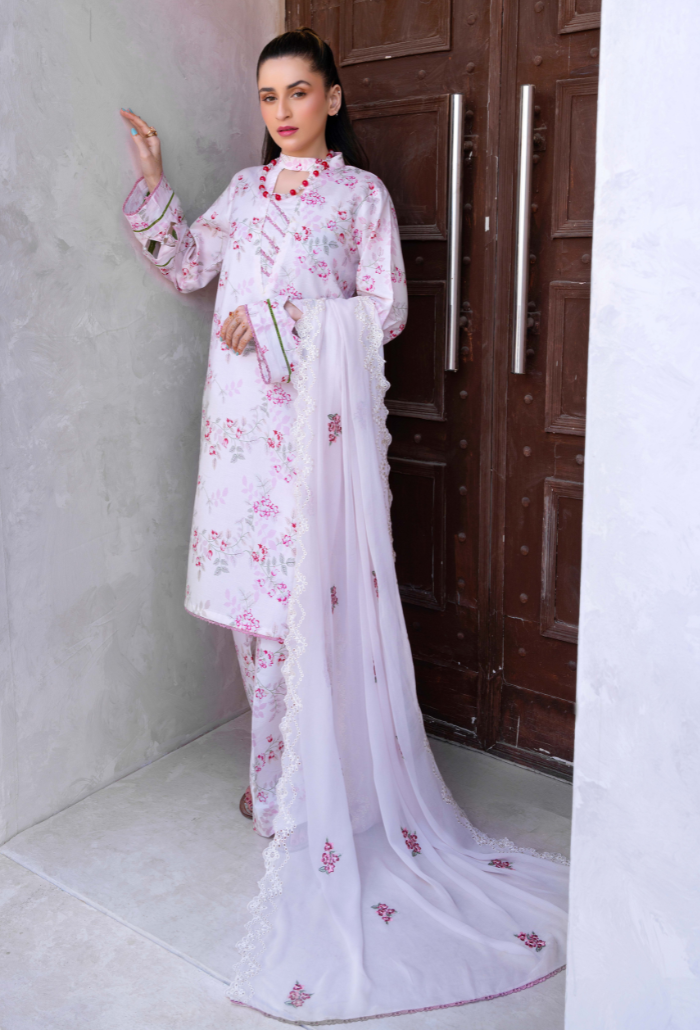 Humdum | Gardenia Lawn 24 | PLG 3 - D08 - by - Libasekhas UK - Registered Vendor of : HumDum - 100% Original Designer Dresss