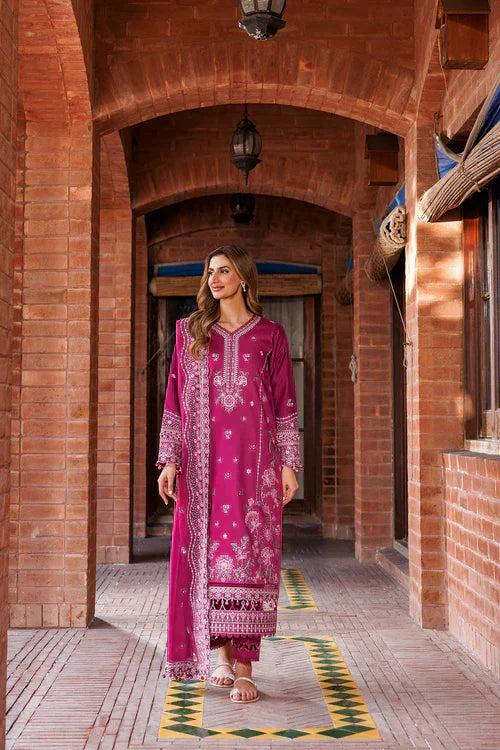 Farasha | Kaavish Lawn 24 | ROSY SOMBER - by - Libasekhas UK - Registered Vendor of : Farasha - 100% Original Designer Dresss
