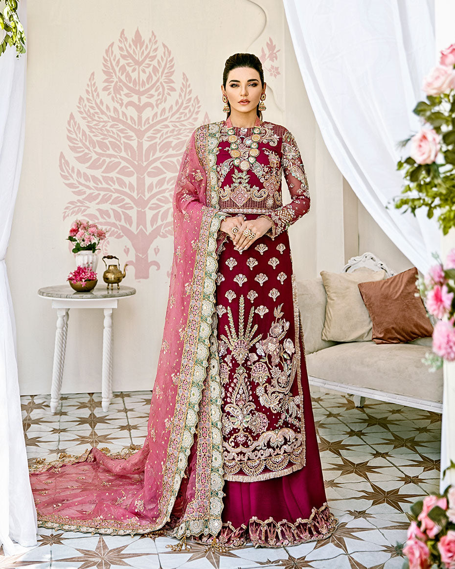 Gulaal | Wedding Formals | Pois Embroidered Net 3-Piece Suit WS-08 - by - Libasekhas UK - Registered Vendor of : Gulaal - 100% Original Designer Dresss