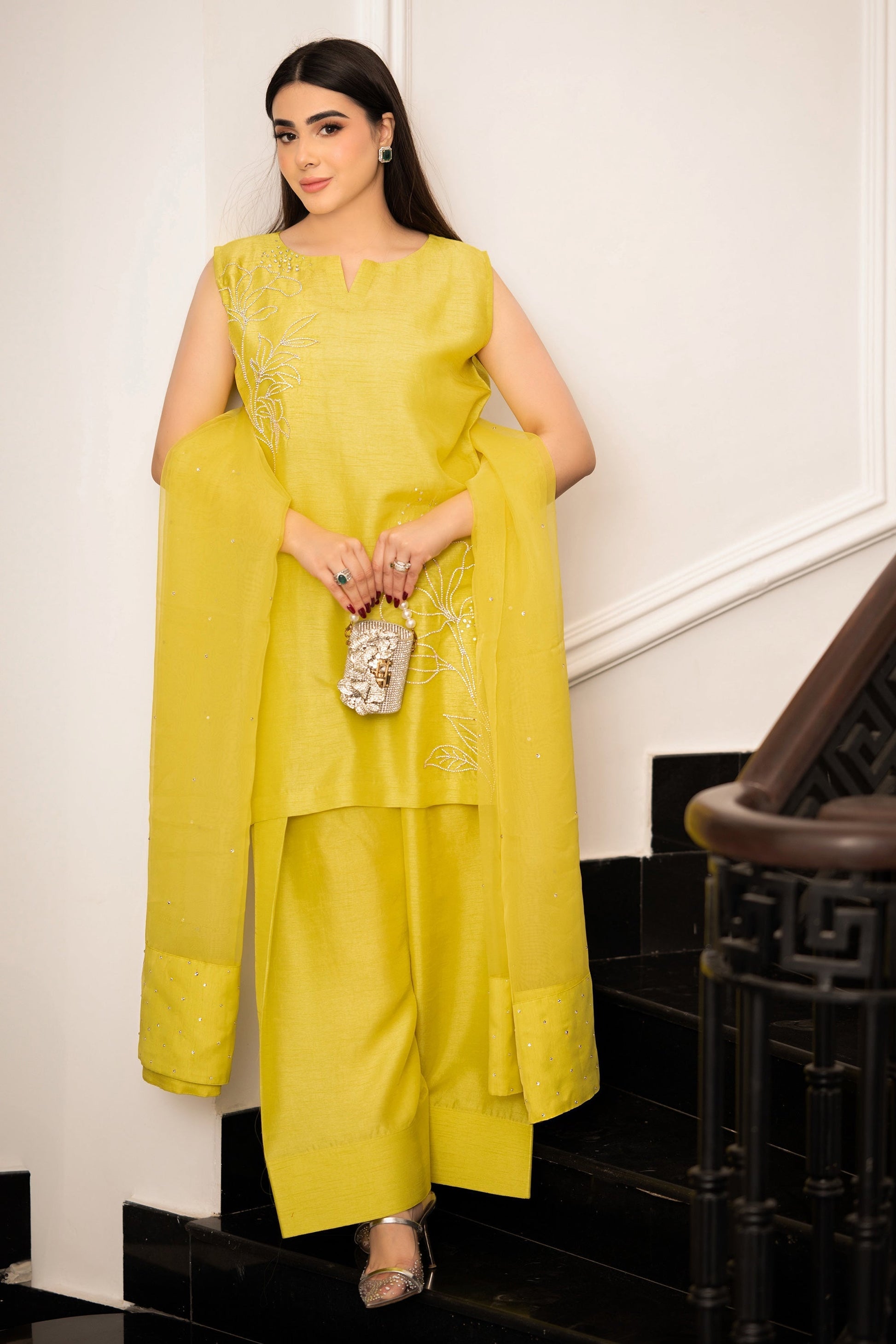 Hana | Signature Series | Lime Radiance - by - Libasekhas UK - Registered Vendor of : Hana - 100% Original Designer Dresss