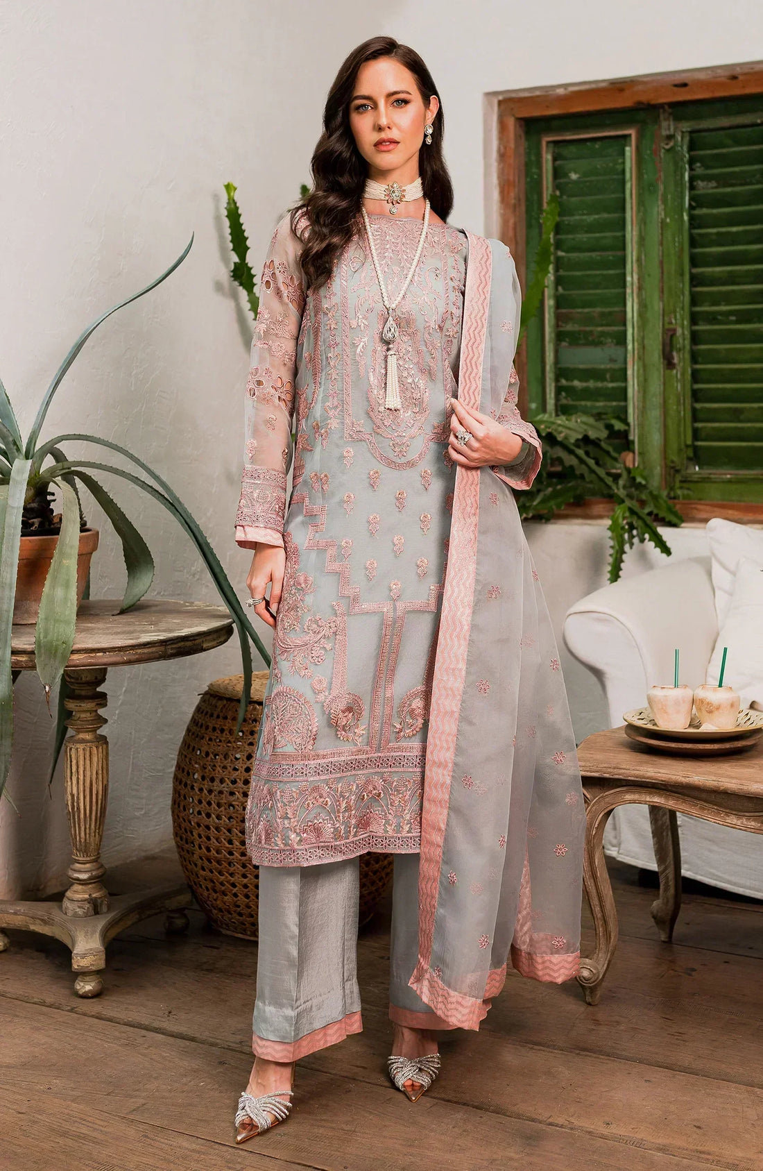 Maryum N Maria | Sorina Luxury Chiffon 23 | Dawn Blue (MW23-510) - by - Libasekhas UK - Registered Vendor of : Maryum N Maria - 100% Original Designer Dresss