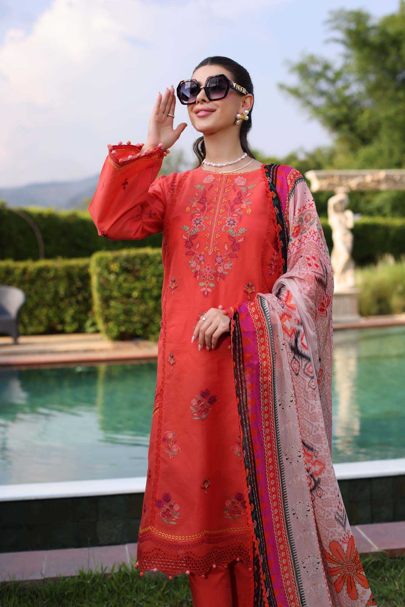 Noor by Saadia Asad | Eid Luxe Printkari 24 | D3 - by - Libasekhas UK - Registered Vendor of : Noor by Saadia Asad - 100% Original Designer Dresss