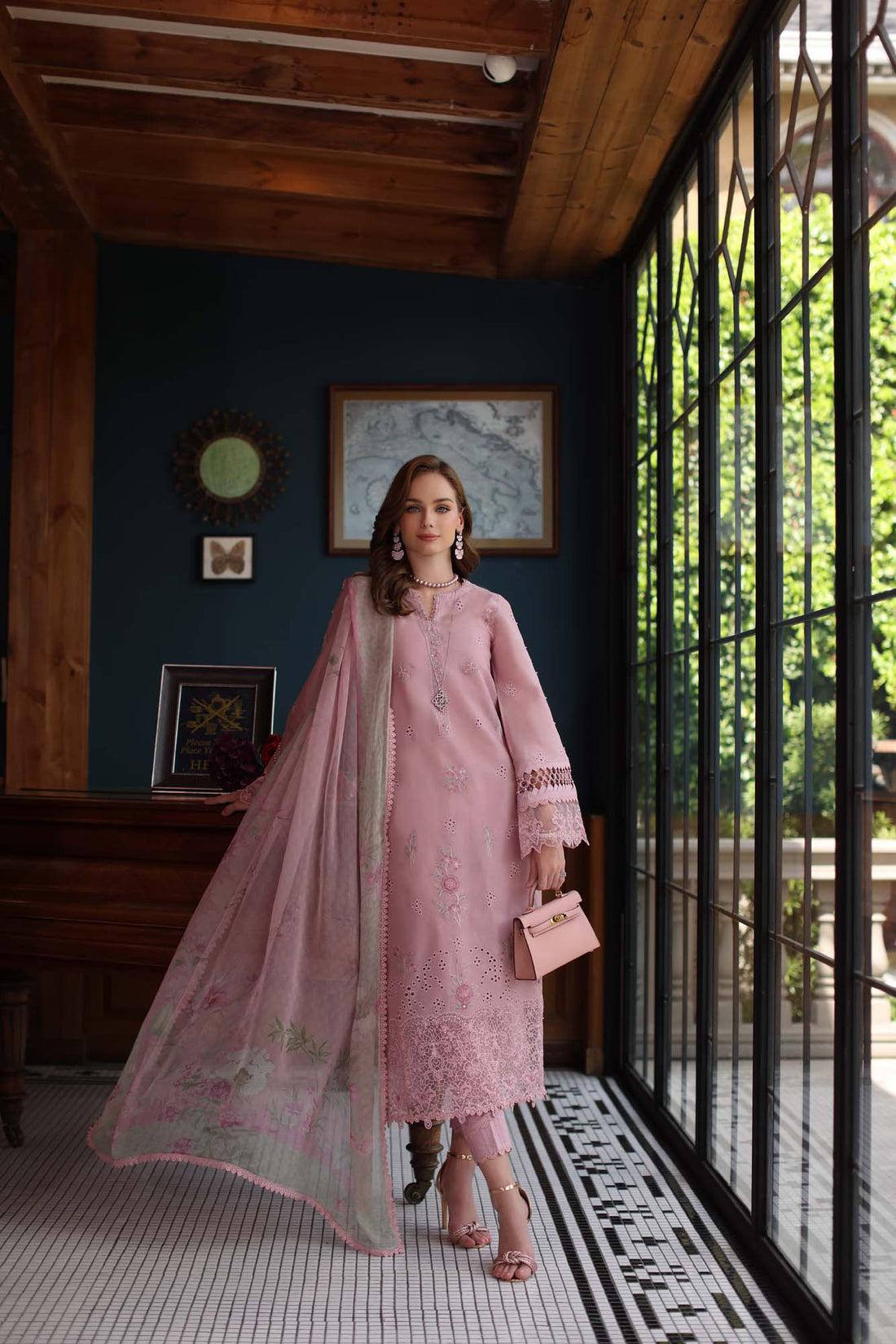 Noor by Saadia Asad | Eid Luxury Schiffli Laserkari 25 | D3- Blush Pink - by - Libasekhas UK - Registered Vendor of : Noor by Saadia Asad - 100% Original Designer Dresss