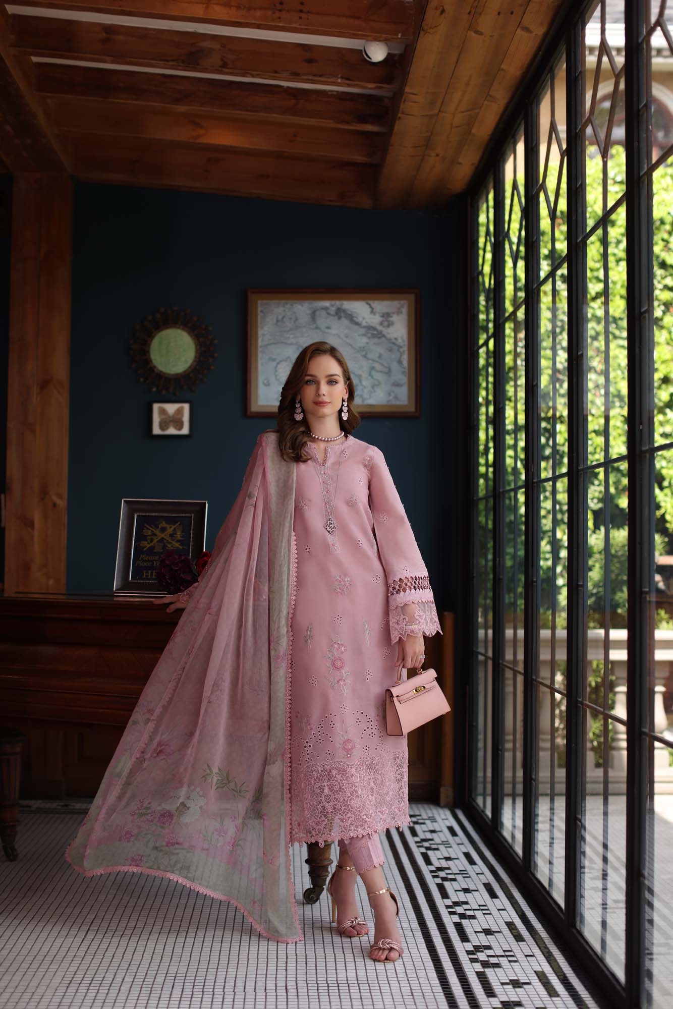 Noor by Saadia Asad | Eid Luxury Schiffli Laserkari 25 | D3- Blush Pink - by - Libasekhas UK - Registered Vendor of : Noor by Saadia Asad - 100% Original Designer Dresss