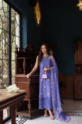 Noor by Saadia Asad | Eid Luxury Schiffli Laserkari 25 | D2- Indigo - by - Libasekhas UK - Registered Vendor of : Noor by Saadia Asad - 100% Original Designer Dresss