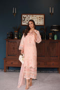 Noor by Saadia Asad | Eid Luxury Schiffli Laserkari 25 | D6- Peach - by - Libasekhas UK - Registered Vendor of : Noor by Saadia Asad - 100% Original Designer Dresss