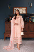 Noor by Saadia Asad | Eid Luxury Schiffli Laserkari 25 | D6- Peach - by - Libasekhas UK - Registered Vendor of : Noor by Saadia Asad - 100% Original Designer Dresss