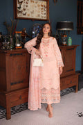 Noor by Saadia Asad | Eid Luxury Schiffli Laserkari 25 | D6- Peach - by - Libasekhas UK - Registered Vendor of : Noor by Saadia Asad - 100% Original Designer Dresss