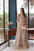 Noor by Saadia Asad | Eid Luxury Schiffli Laserkari 25 | D1- Beige - by - Libasekhas UK - Registered Vendor of : Noor by Saadia Asad - 100% Original Designer Dresss