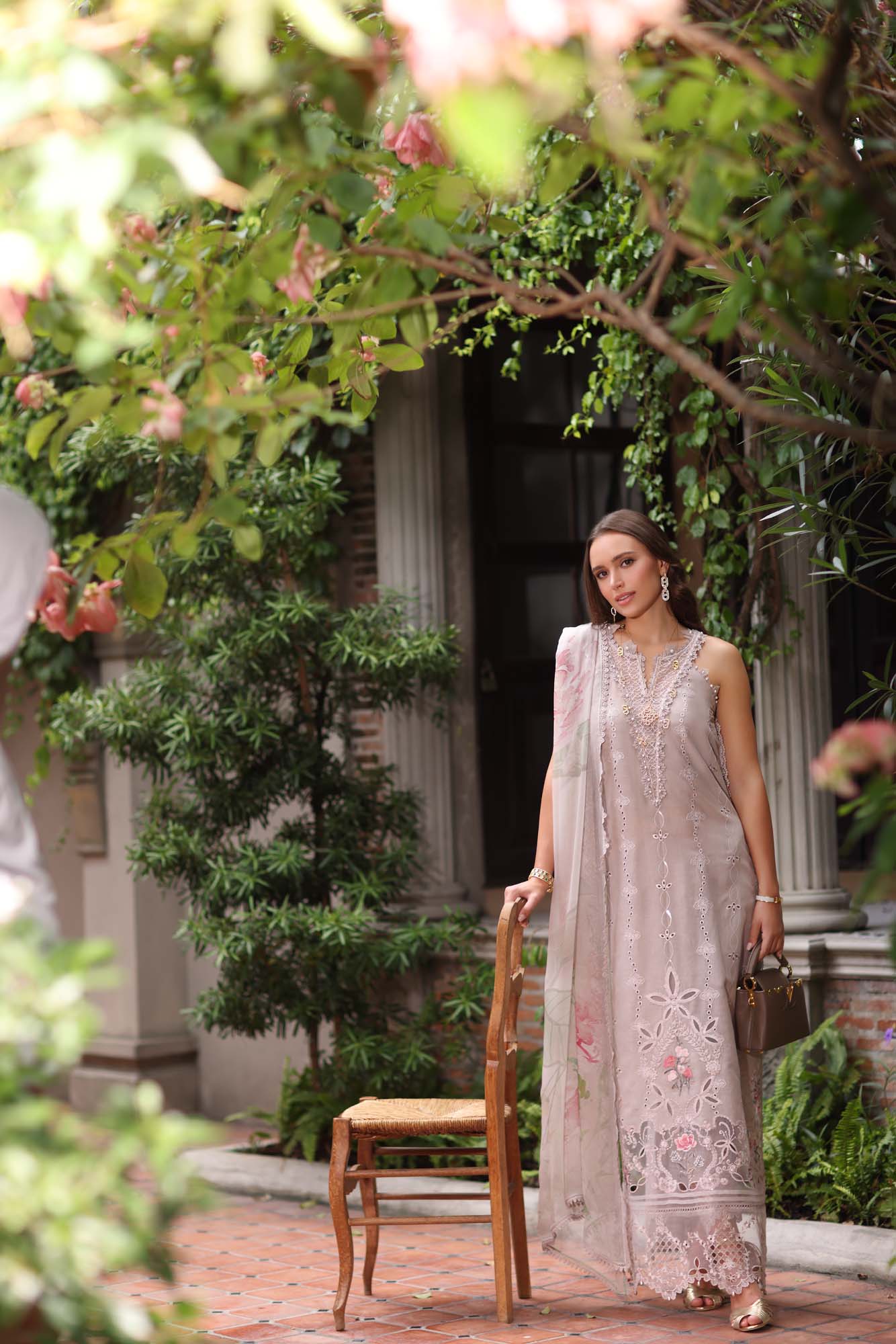 Noor by Saadia Asad | Eid Luxury Schiffli Laserkari 25 | D11- Mink - by - Libasekhas UK - Registered Vendor of : Noor by Saadia Asad - 100% Original Designer Dresss