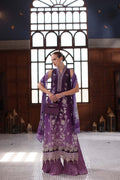 Noor by Saadia Asad | Eid Luxury Schiffli Laserkari 25 | D9- Purple - by - Libasekhas UK - Registered Vendor of : Noor by Saadia Asad - 100% Original Designer Dresss