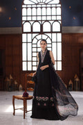 Noor by Saadia Asad | Eid Luxury Schiffli Laserkari 25 | D7- Black - by - Libasekhas UK - Registered Vendor of : Noor by Saadia Asad - 100% Original Designer Dresss