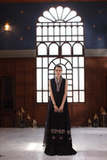 Noor by Saadia Asad | Eid Luxury Schiffli Laserkari 25 | D7- Black - by - Libasekhas UK - Registered Vendor of : Noor by Saadia Asad - 100% Original Designer Dresss