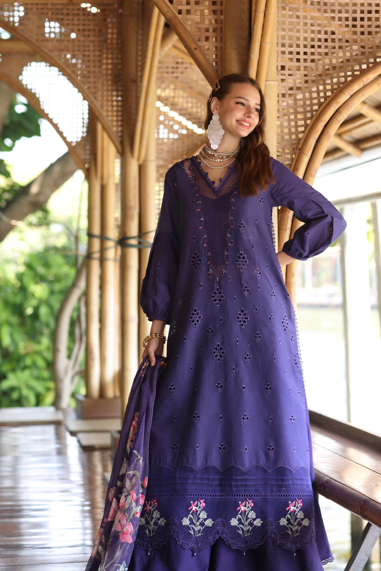 Noor by Saadia Asad | Eid Luxe Printedkari | D7-B - by - Libasekhas UK - Registered Vendor of : Noor by Saadia Asad - 100% Original Designer Dresss