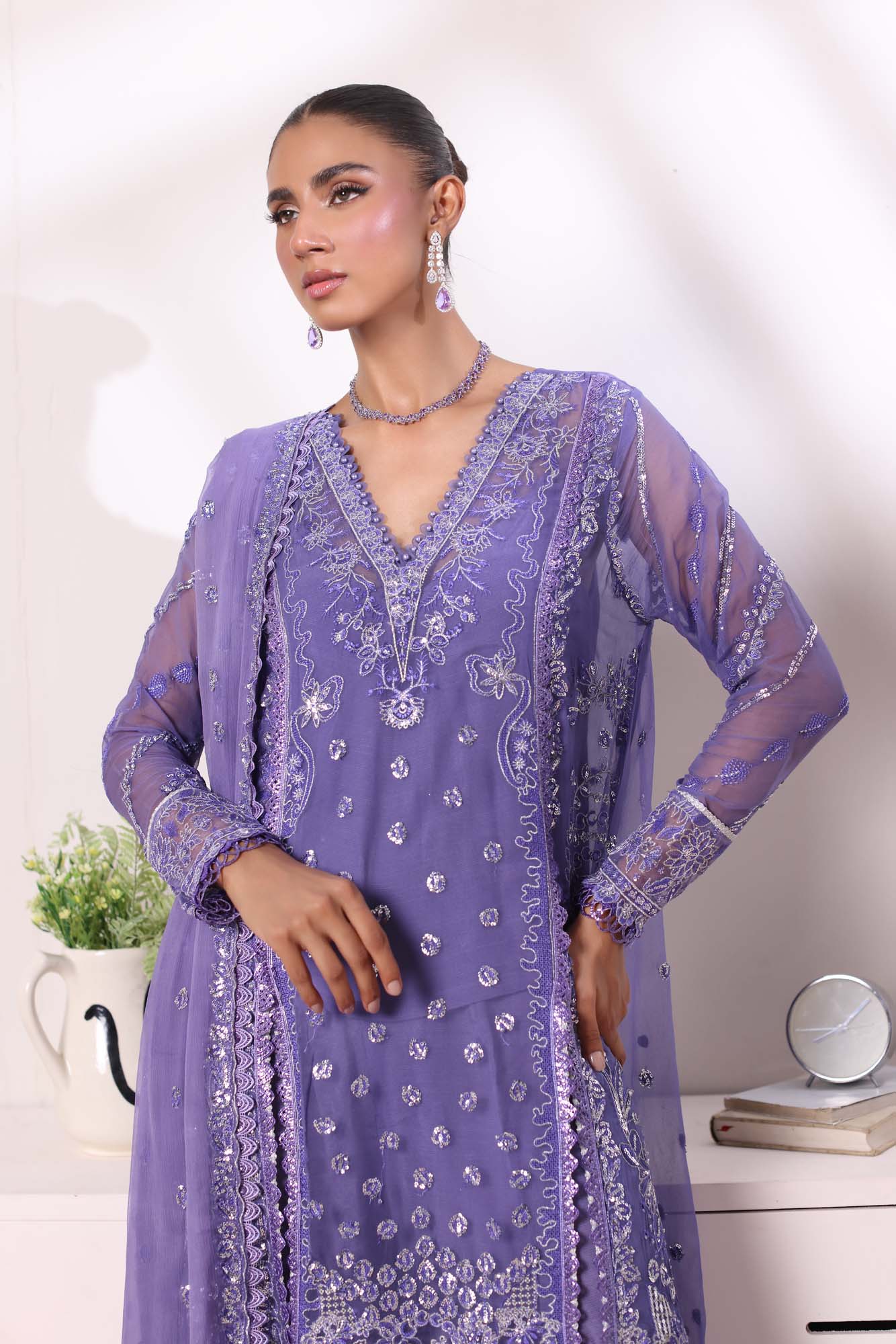 Noor by Saadia Asad | Noor Chiffon De Luxe | D2 - by - Libasekhas UK - Registered Vendor of : Noor by Saadia Asad - 100% Original Designer Dresss