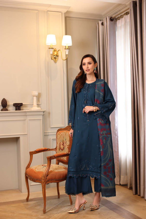 Noor by Saadia Asad | Winter Embroidered Printkhaas 25 | D5 - B - by Libasekhas UK - Registered Vendor of : Noor by Saadia Asad - 100% Original Designer Dress