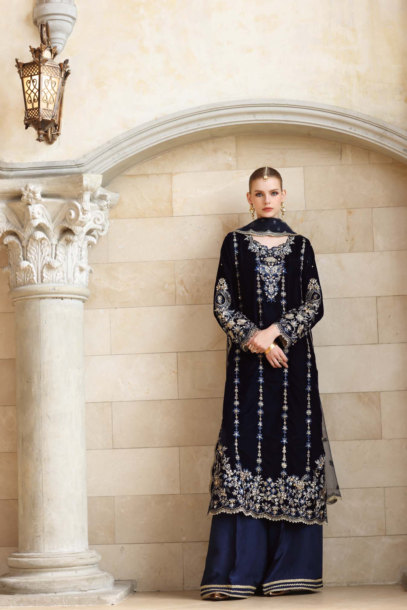 Noor by Saadia Asad | Handcrafted Velvet 25 | Falak - by Libasekhas UK - Registered Vendor of : Noor by Saadia Asad - 100% Original Designer Dress