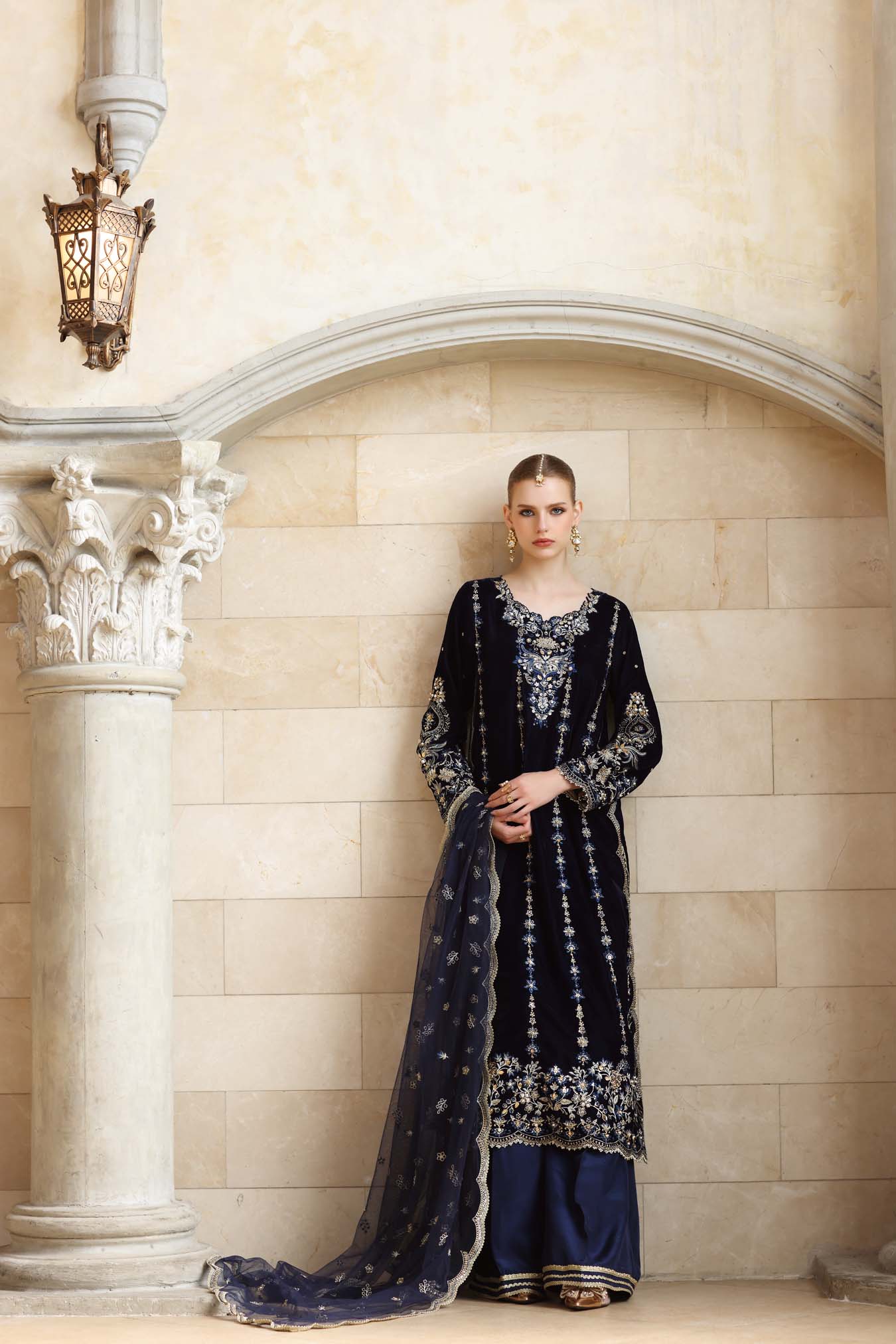 Noor by Saadia Asad | Handcrafted Velvet 25 | Falak - by Libasekhas UK - Registered Vendor of : Noor by Saadia Asad - 100% Original Designer Dress