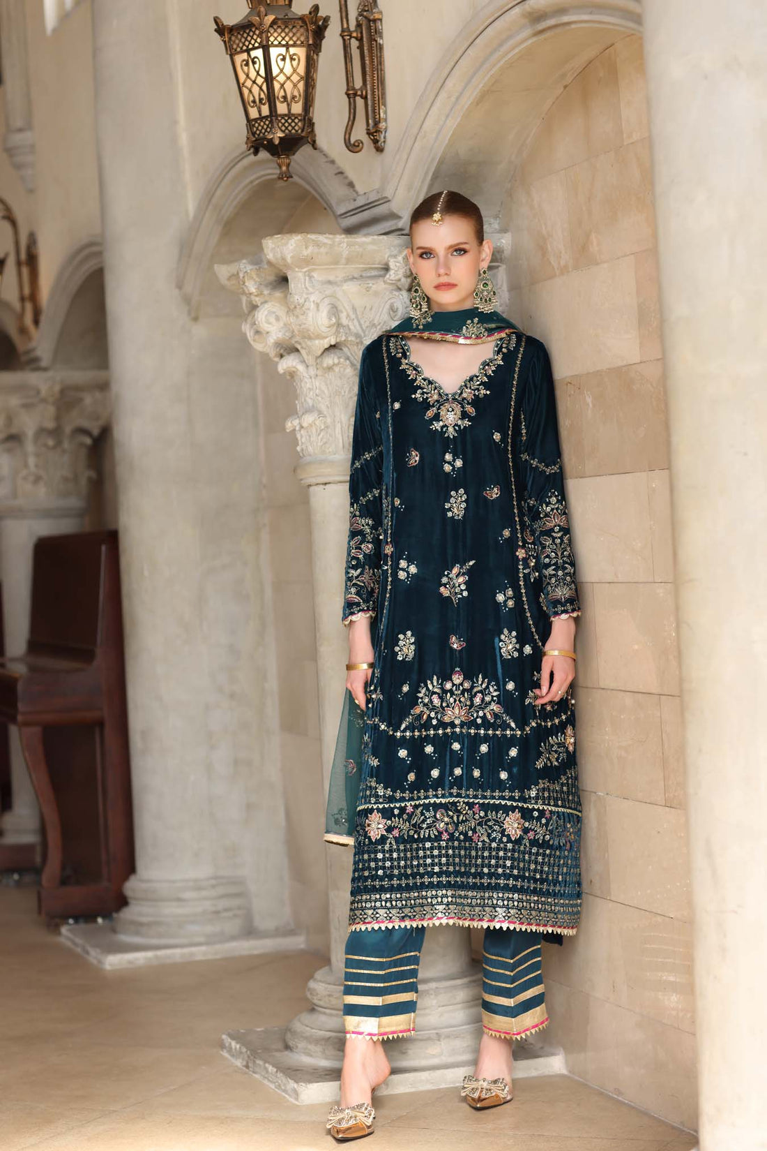 Noor by Saadia Asad | Handcrafted Velvet 25 | Andaleeb - by Libasekhas UK - Registered Vendor of : Noor by Saadia Asad - 100% Original Designer Dress