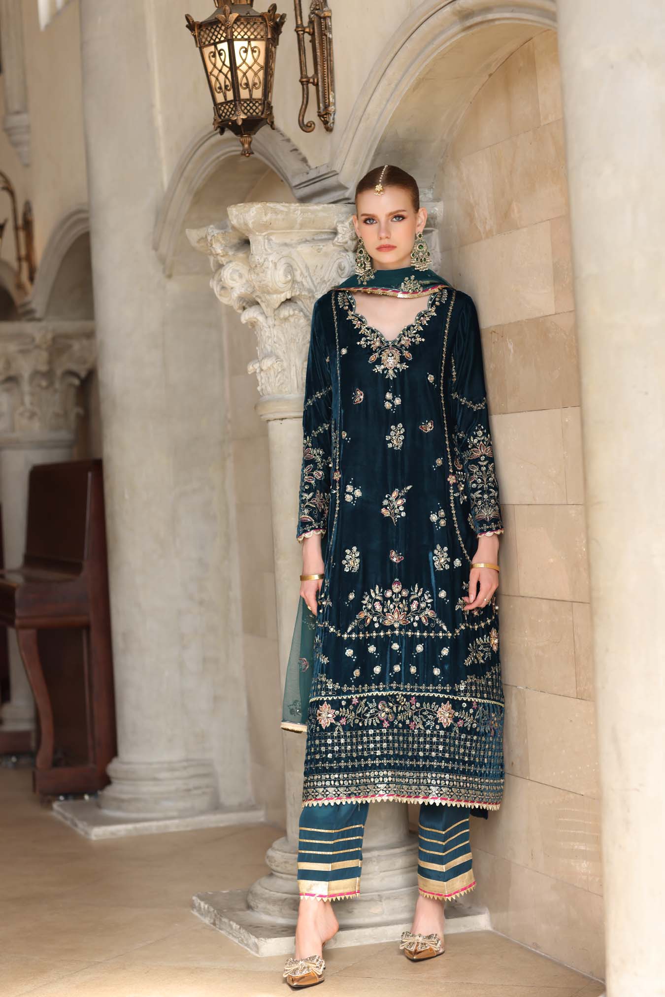 Noor by Saadia Asad | Handcrafted Velvet 25 | Andaleeb - by Libasekhas UK - Registered Vendor of : Noor by Saadia Asad - 100% Original Designer Dress