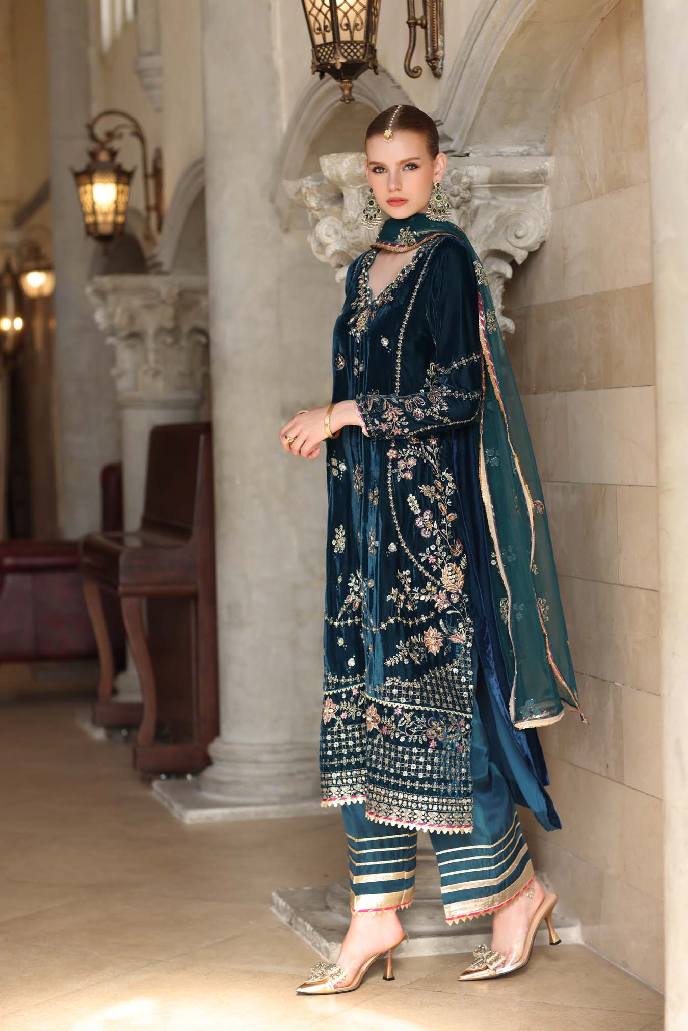 Noor by Saadia Asad | Handcrafted Velvet 25 | Andaleeb - by Libasekhas UK - Registered Vendor of : Noor by Saadia Asad - 100% Original Designer Dress