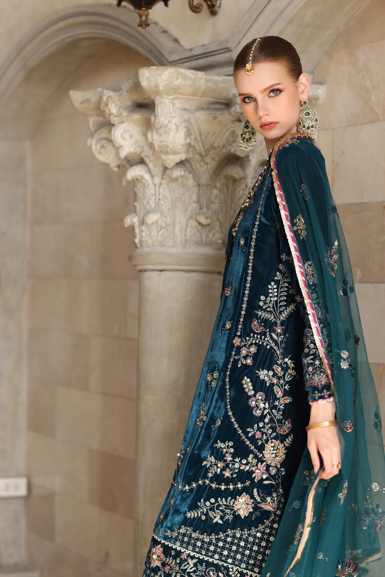 Noor by Saadia Asad | Handcrafted Velvet 25 | Andaleeb - by Libasekhas UK - Registered Vendor of : Noor by Saadia Asad - 100% Original Designer Dress