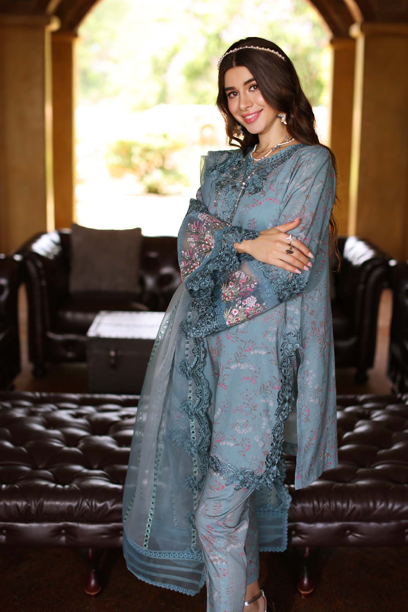 Noor by Saadia Asad | Eid Luxe Printkari 24 | D2 - by - Libasekhas UK - Registered Vendor of : Noor by Saadia Asad - 100% Original Designer Dresss