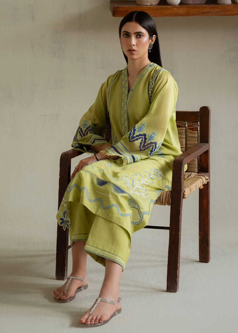 Jeem | Summer 25 RTW | GREEN PAISELY - by Libasekhas UK - Registered Vendor of : Jeem - 100% Original Designer Dress