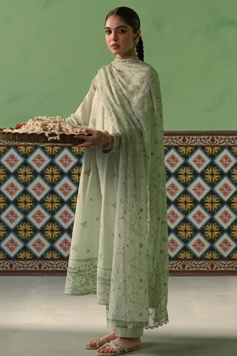 Cross Stitch | Chikankari Lawn | ICY MINT - by - Libasekhas UK - Registered Vendor of : Cross Stitch - 100% Original Designer Dresss