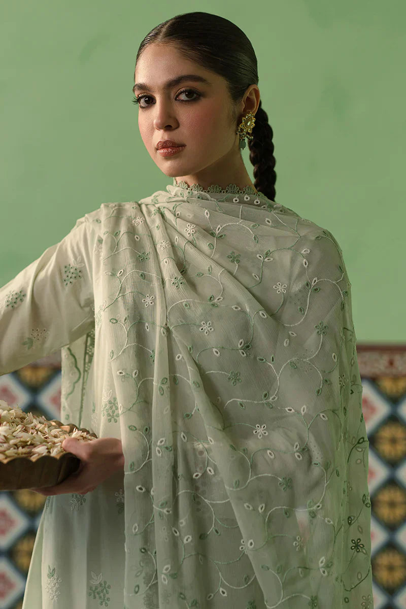 Cross Stitch | Chikankari Lawn | ICY MINT - by - Libasekhas UK - Registered Vendor of : Cross Stitch - 100% Original Designer Dresss