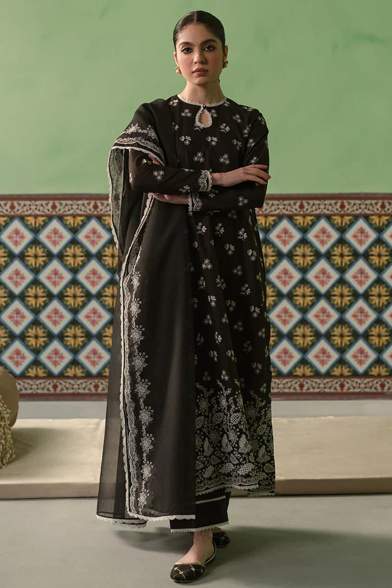 Cross Stitch | Chikankari Lawn | DUSKY SABLE - by - Libasekhas UK - Registered Vendor of : Cross Stitch - 100% Original Designer Dresss