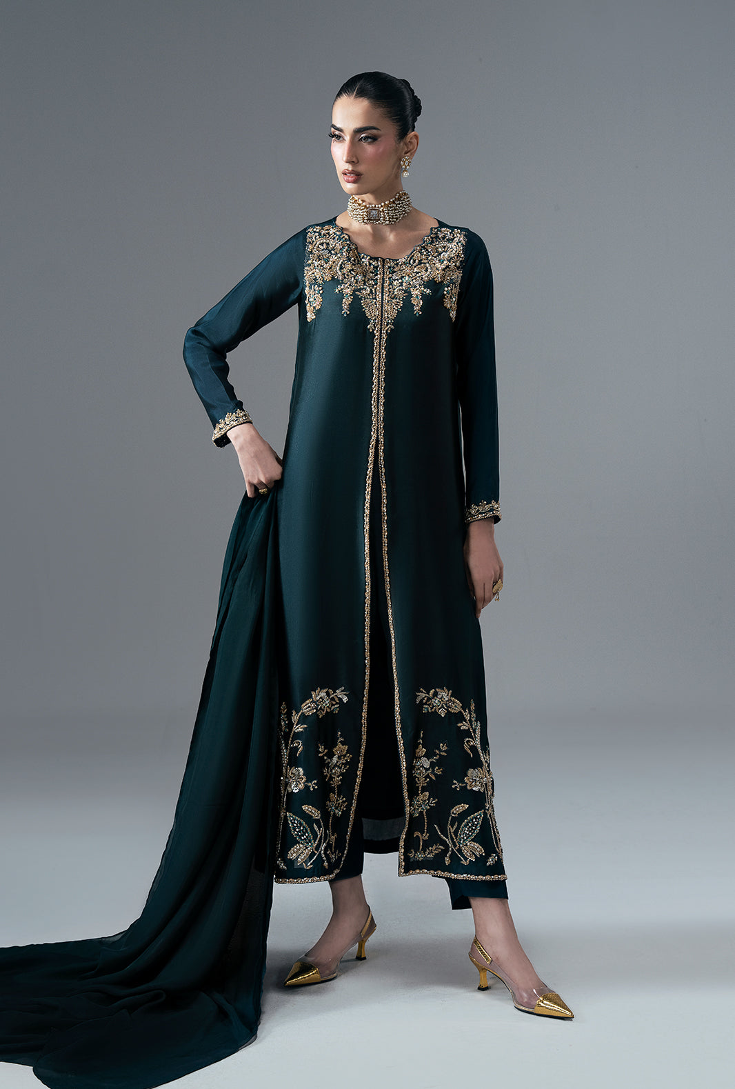 Ajr Couture | Symphony Pret 26 | Jade Mirage - by Libasekhas UK - Registered Vendor of : Ajr Couture - 100% Original Designer Dress