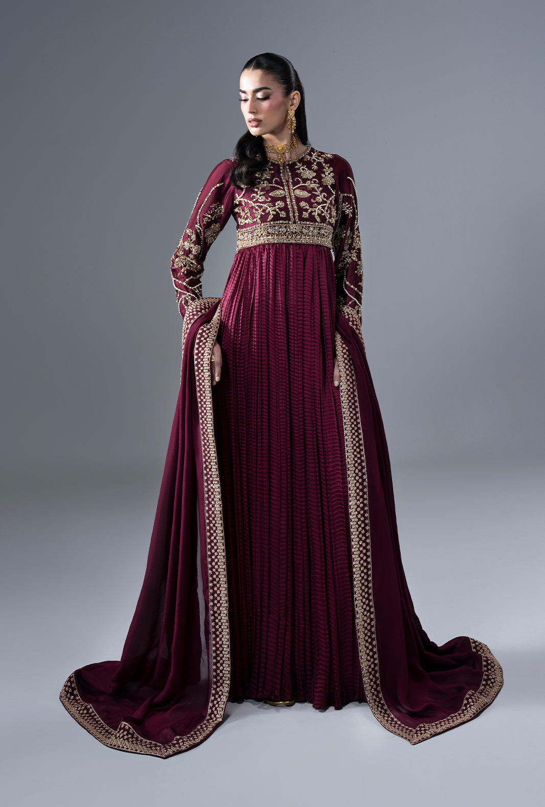 Ajr Couture | Symphony Pret 26 | Carmine - by Libasekhas UK - Registered Vendor of : Ajr Couture - 100% Original Designer Dress