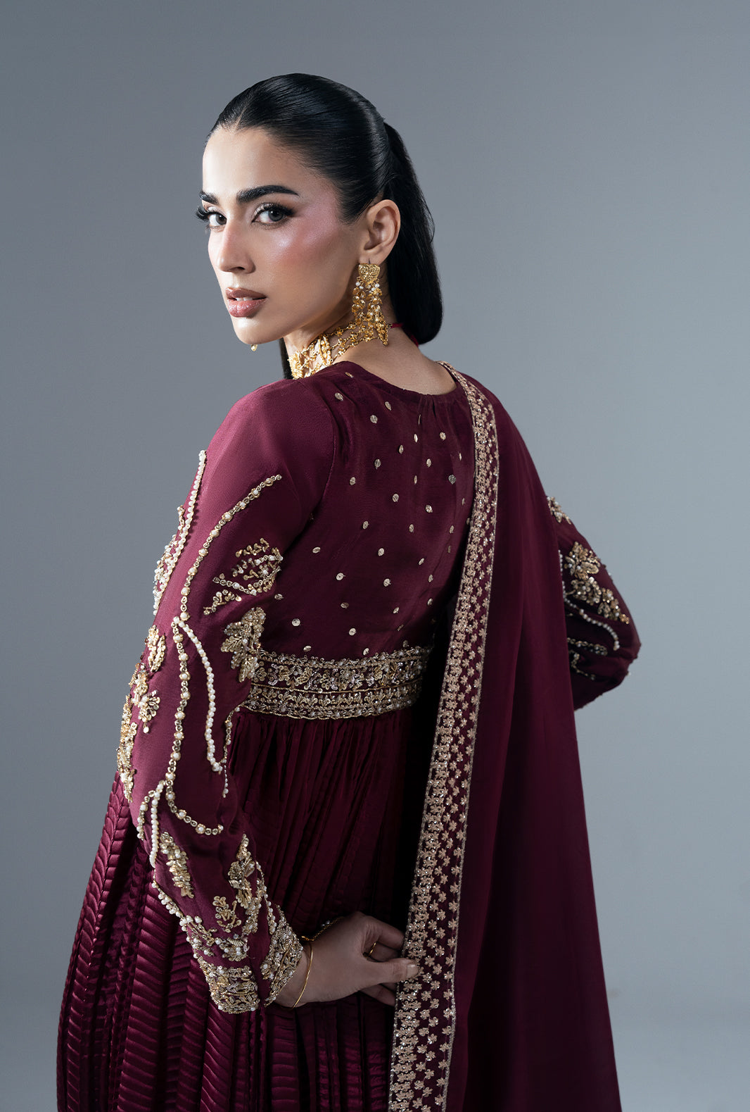 Ajr Couture | Symphony Pret 26 | Carmine - by Libasekhas UK - Registered Vendor of : Ajr Couture - 100% Original Designer Dress