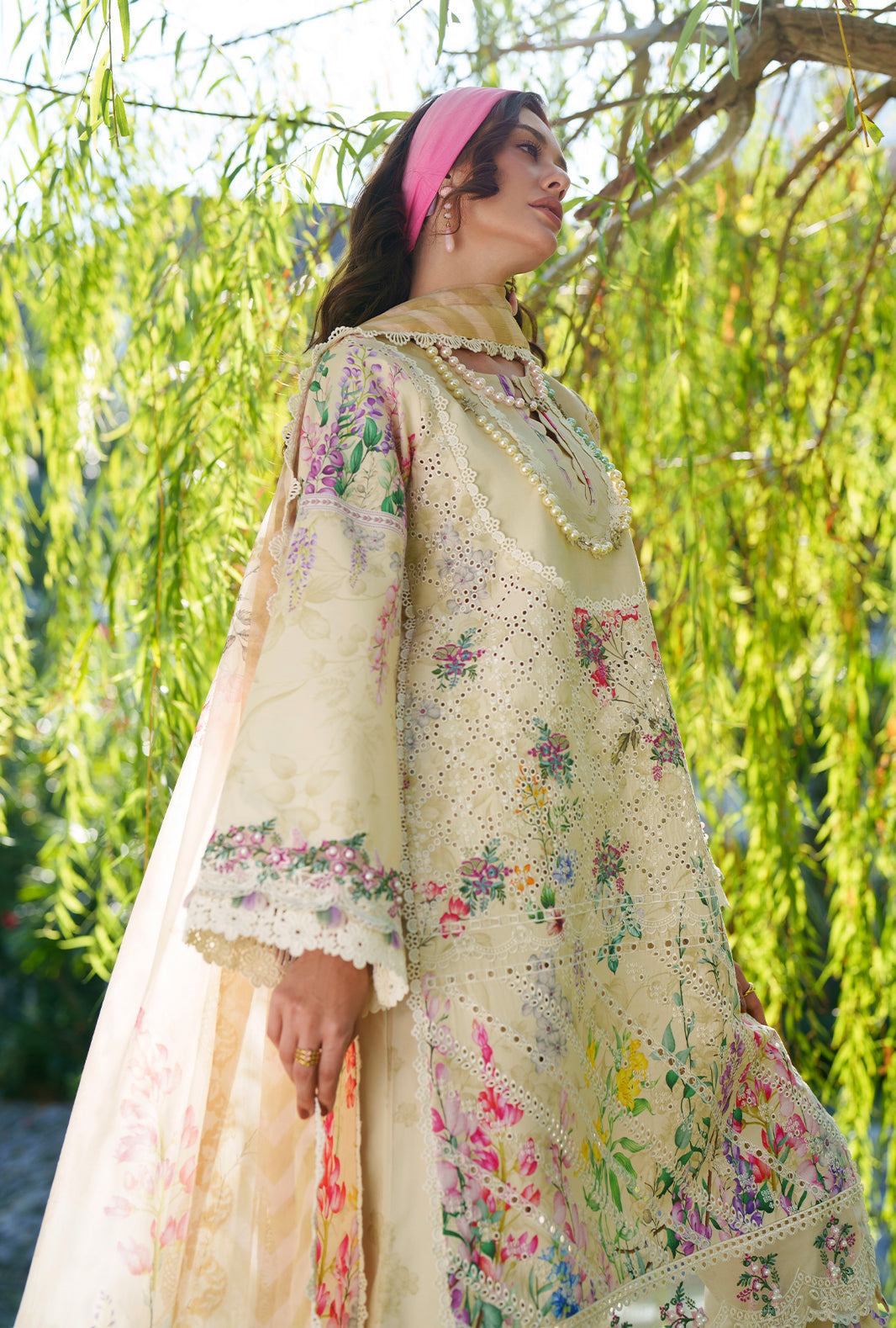 AJR Couture | Printed Chikankari 26 | Lila - by Libasekhas UK - Registered Vendor of : AJR Couture - 100% Original Designer Dress