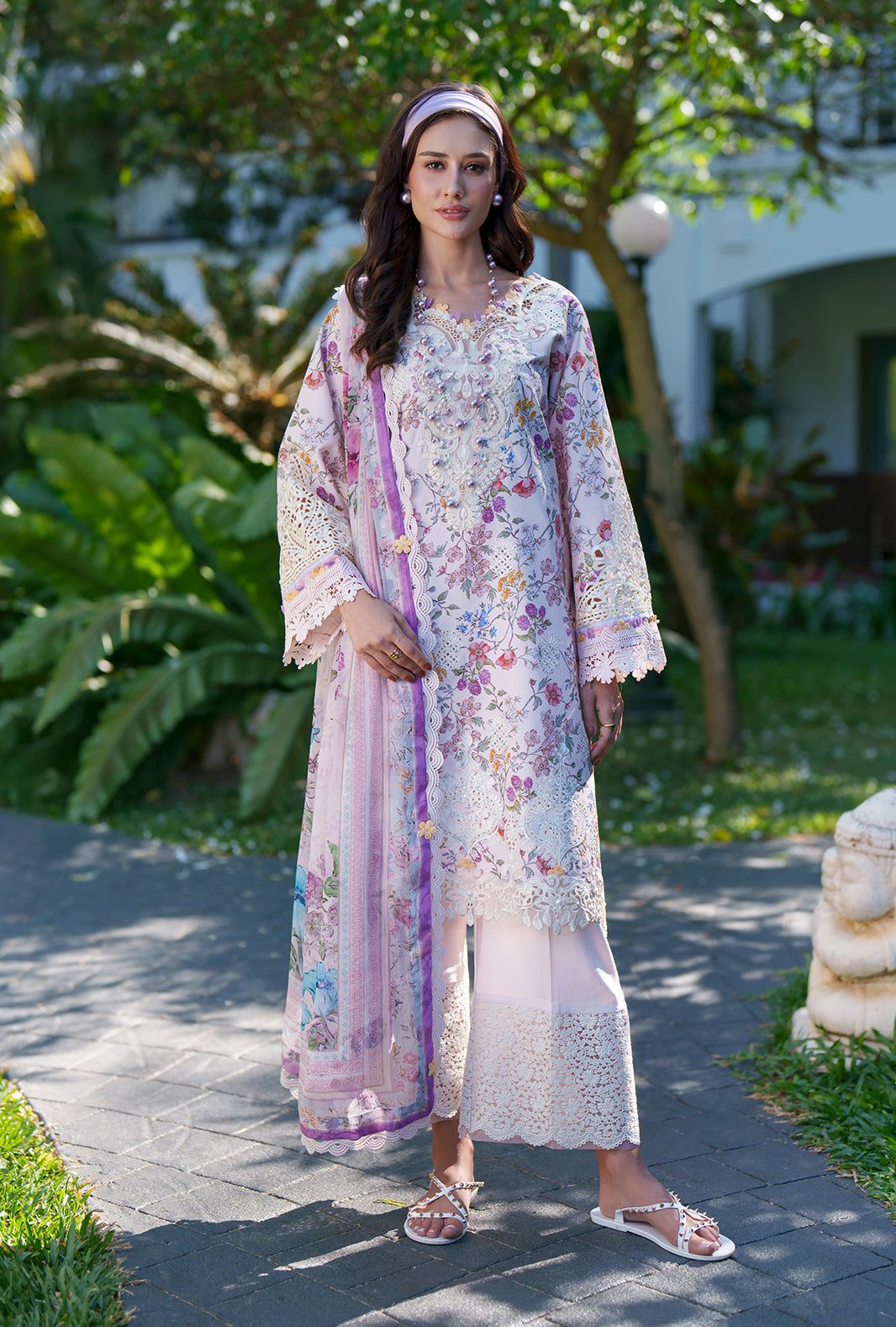 AJR Couture | Printed Chikankari 26 | Zuri - by Libasekhas UK - Registered Vendor of : AJR Couture - 100% Original Designer Dress