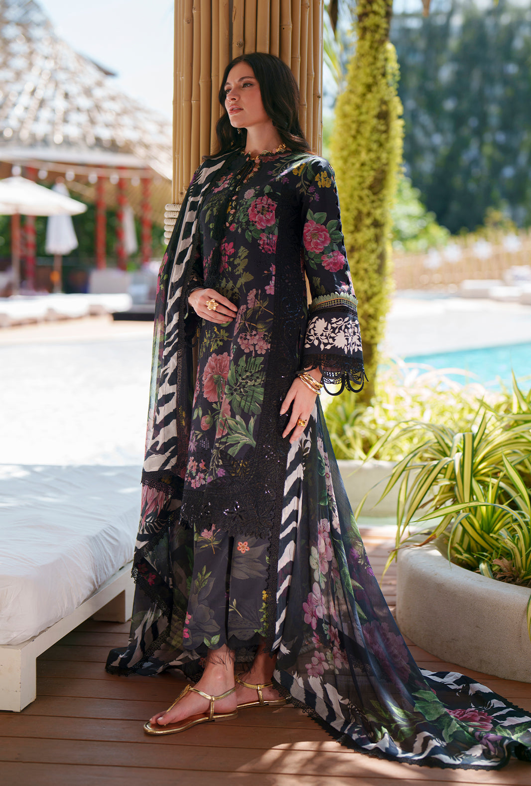 AJR Couture | Printed Chikankari 26 | Vera - by Libasekhas UK - Registered Vendor of : AJR Couture - 100% Original Designer Dress