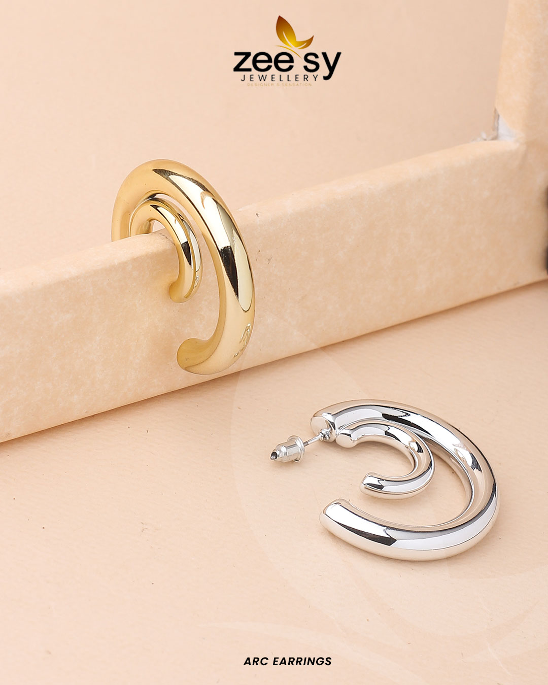 Arc Earrings - by - Libasekhas UK - Registered Vendor of : Zeesy - 100% Original Designer Dresss