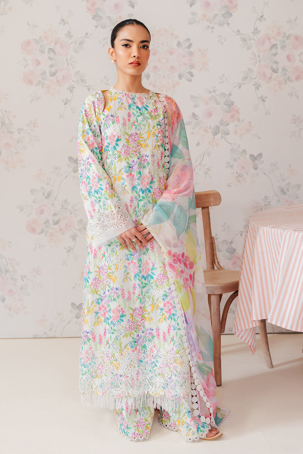Afrozeh | The Floral Charm | Vanilla - by - Libasekhas UK - Registered Vendor of : Afrozeh - 100% Original Designer Dresss