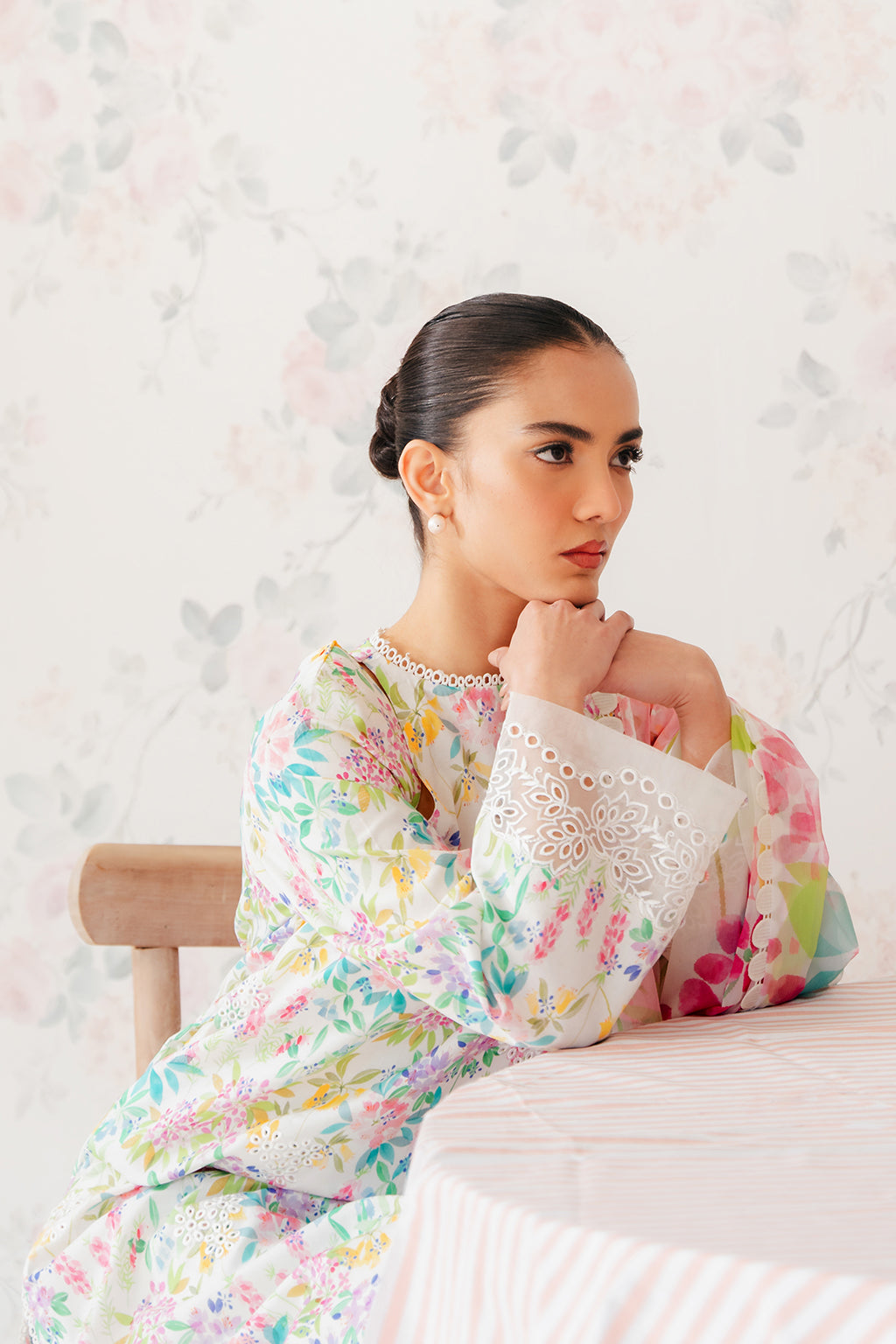 Afrozeh | The Floral Charm | Vanilla - by - Libasekhas UK - Registered Vendor of : Afrozeh - 100% Original Designer Dresss