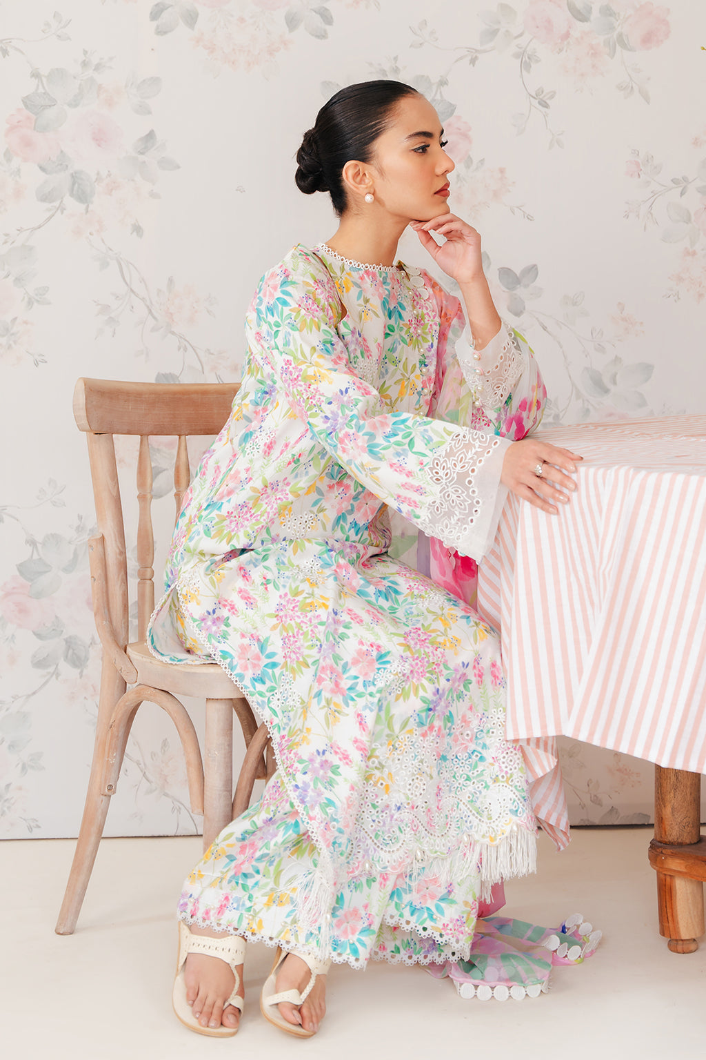 Afrozeh | The Floral Charm | Vanilla - by - Libasekhas UK - Registered Vendor of : Afrozeh - 100% Original Designer Dresss