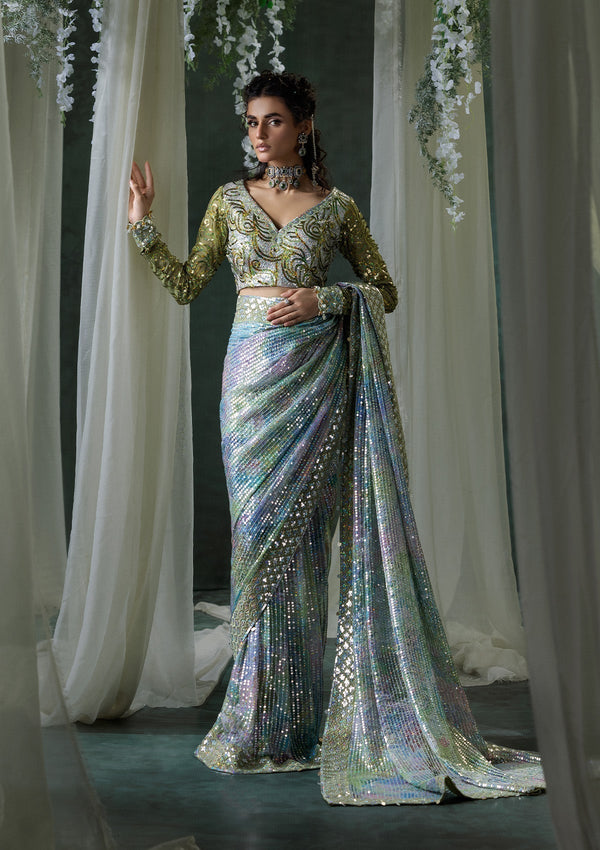Aik Atelier | Sari Edit 2024 | SARI EDIT '24 VOL. 1 - LOOK 06 - by - Libasekhas UK - Registered Vendor of : Aik Atelier - 100% Original Designer Dresss