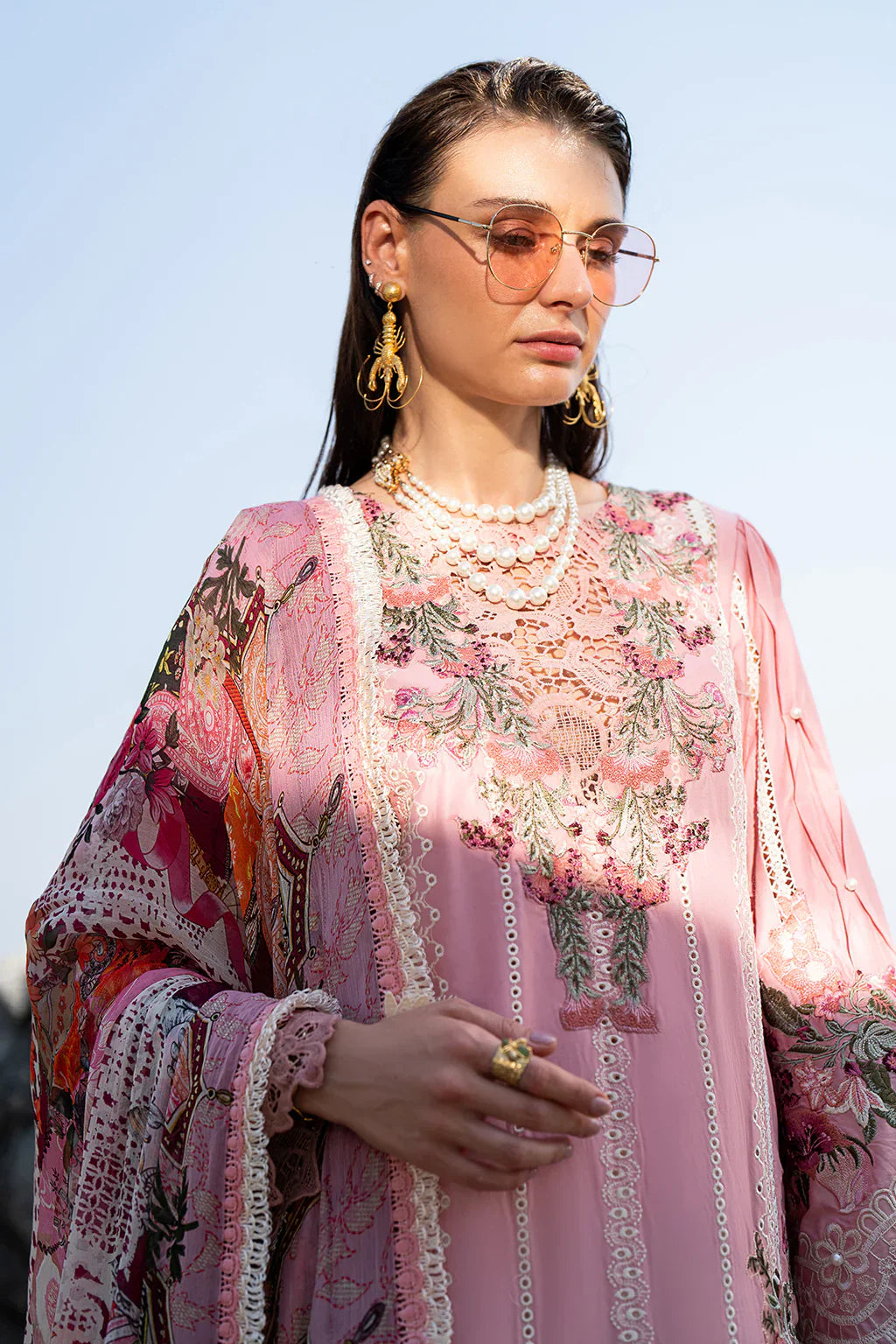 AJR Couture | Alif Signature Luxury Lawn 24 | Rosy - by - Libasekhas UK - Registered Vendor of : AJR Couture - 100% Original Designer Dresss