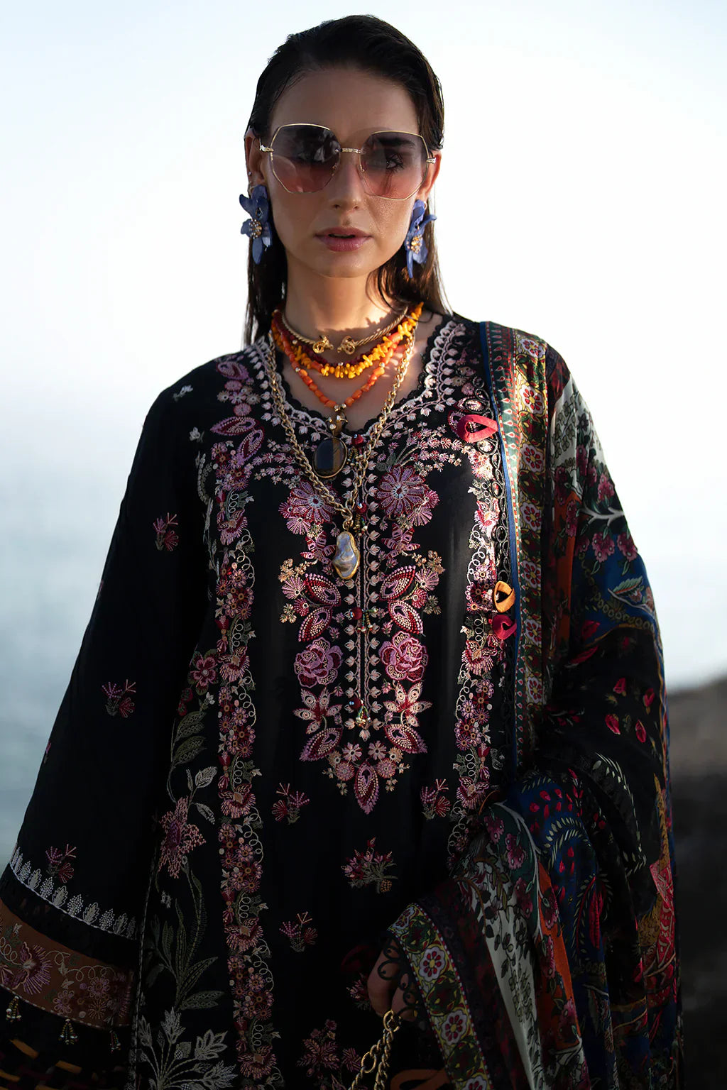 AJR Couture | Alif Signature Luxury Lawn 24 | Noir - by - Libasekhas UK - Registered Vendor of : AJR Couture - 100% Original Designer Dresss