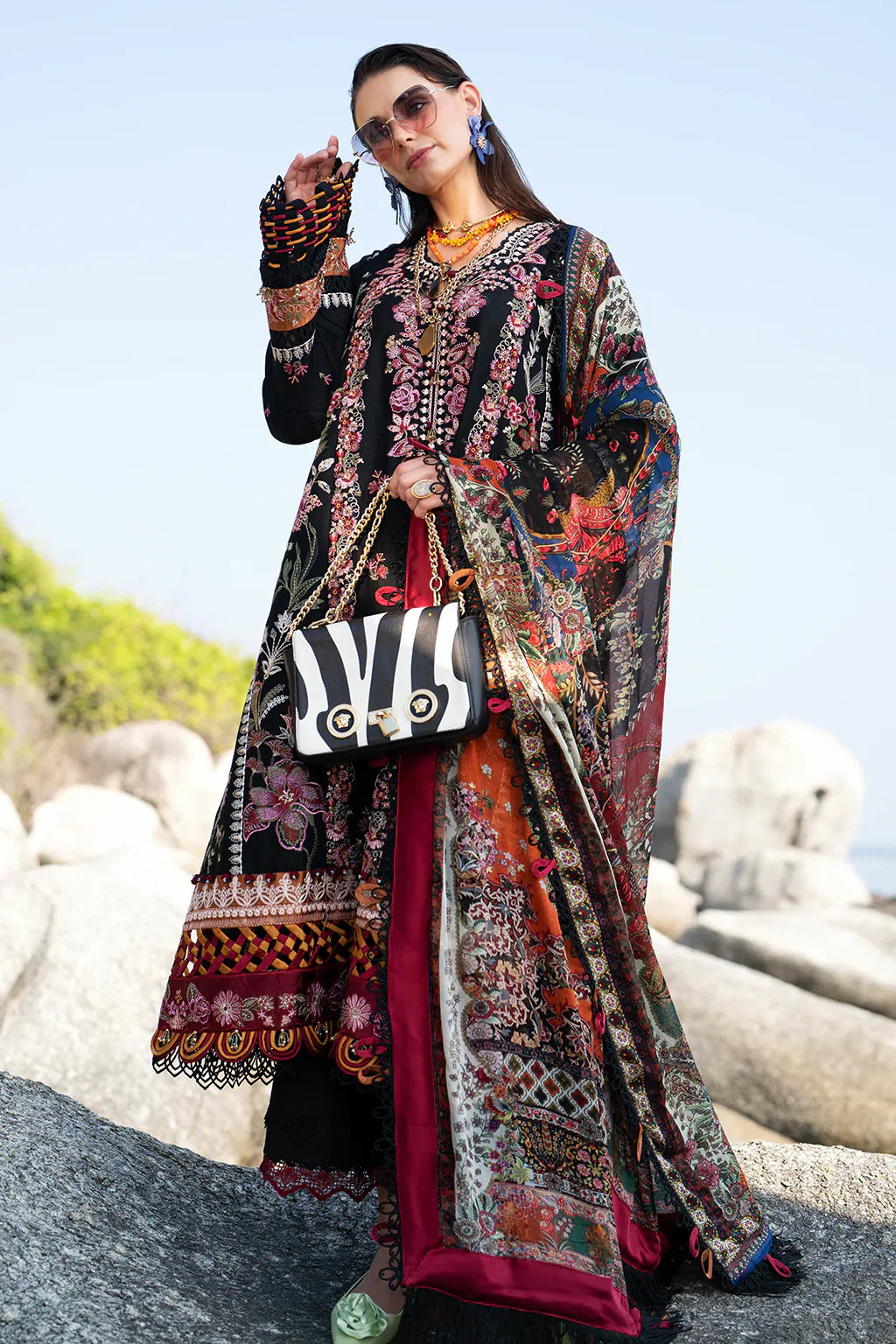 AJR Couture | Alif Signature Luxury Lawn 24 | Noir - by - Libasekhas UK - Registered Vendor of : AJR Couture - 100% Original Designer Dresss
